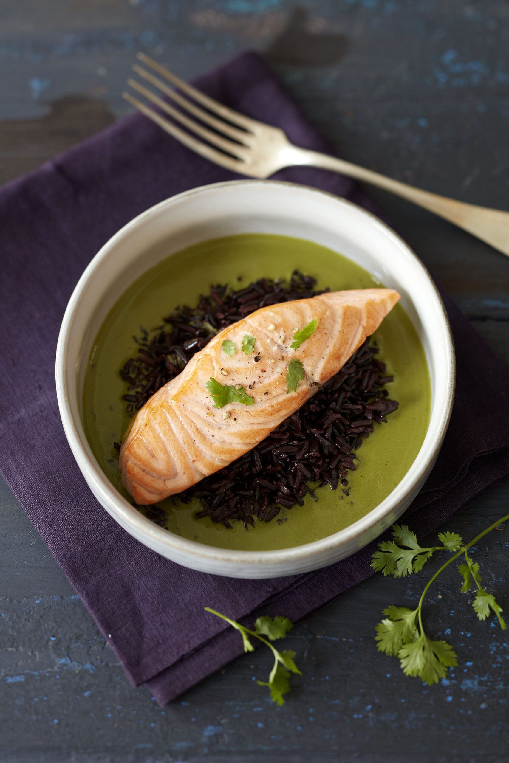 saumon sauce coco thé matcha