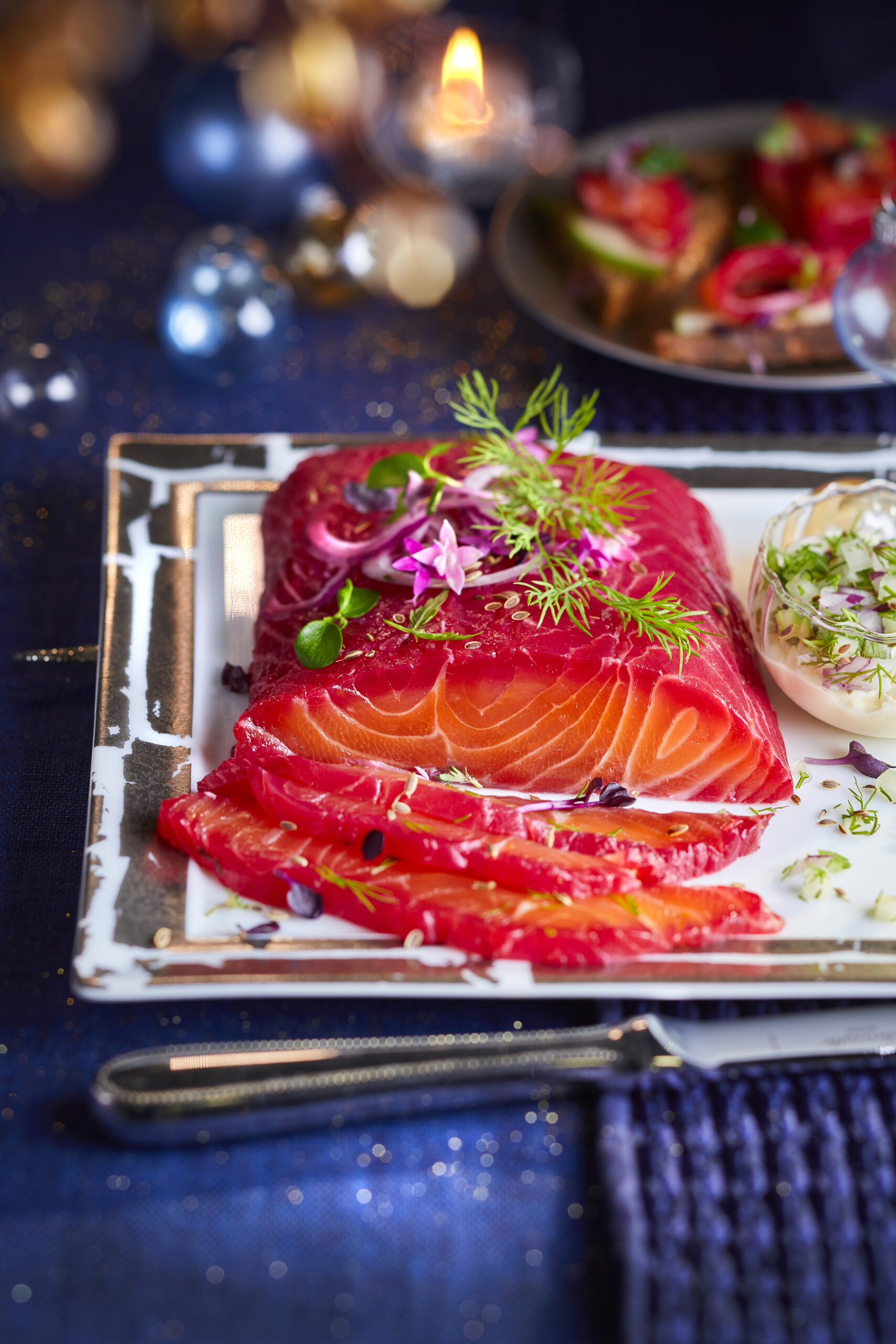 Saumon mariné à la betterave